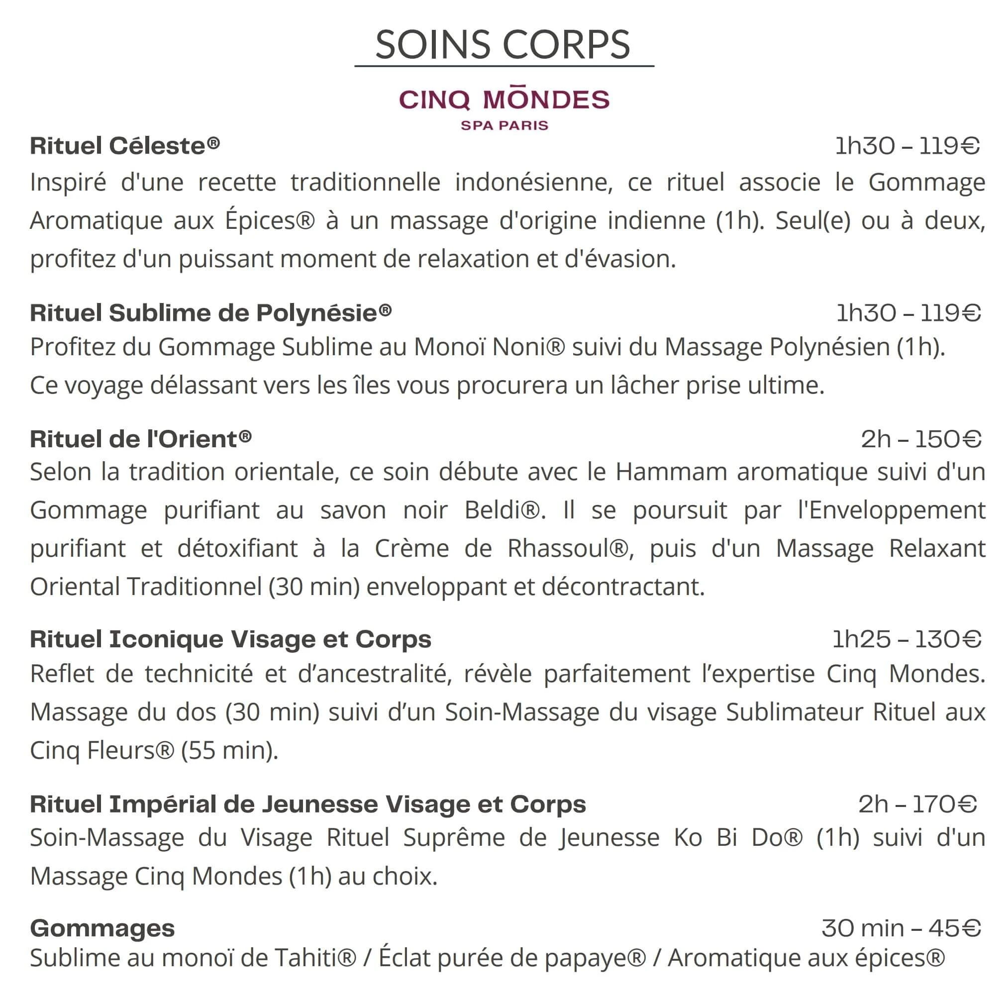 Soins Cinq Mondes corps