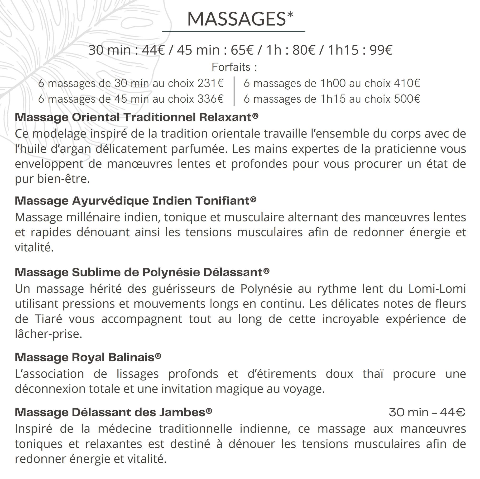 Massages et Accès Spa